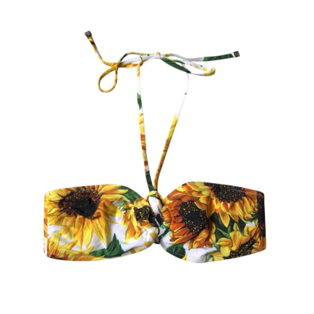Dolce & Gabbana Multicolor Floral Halter Beachwear Bikini Top Women's Swimwear